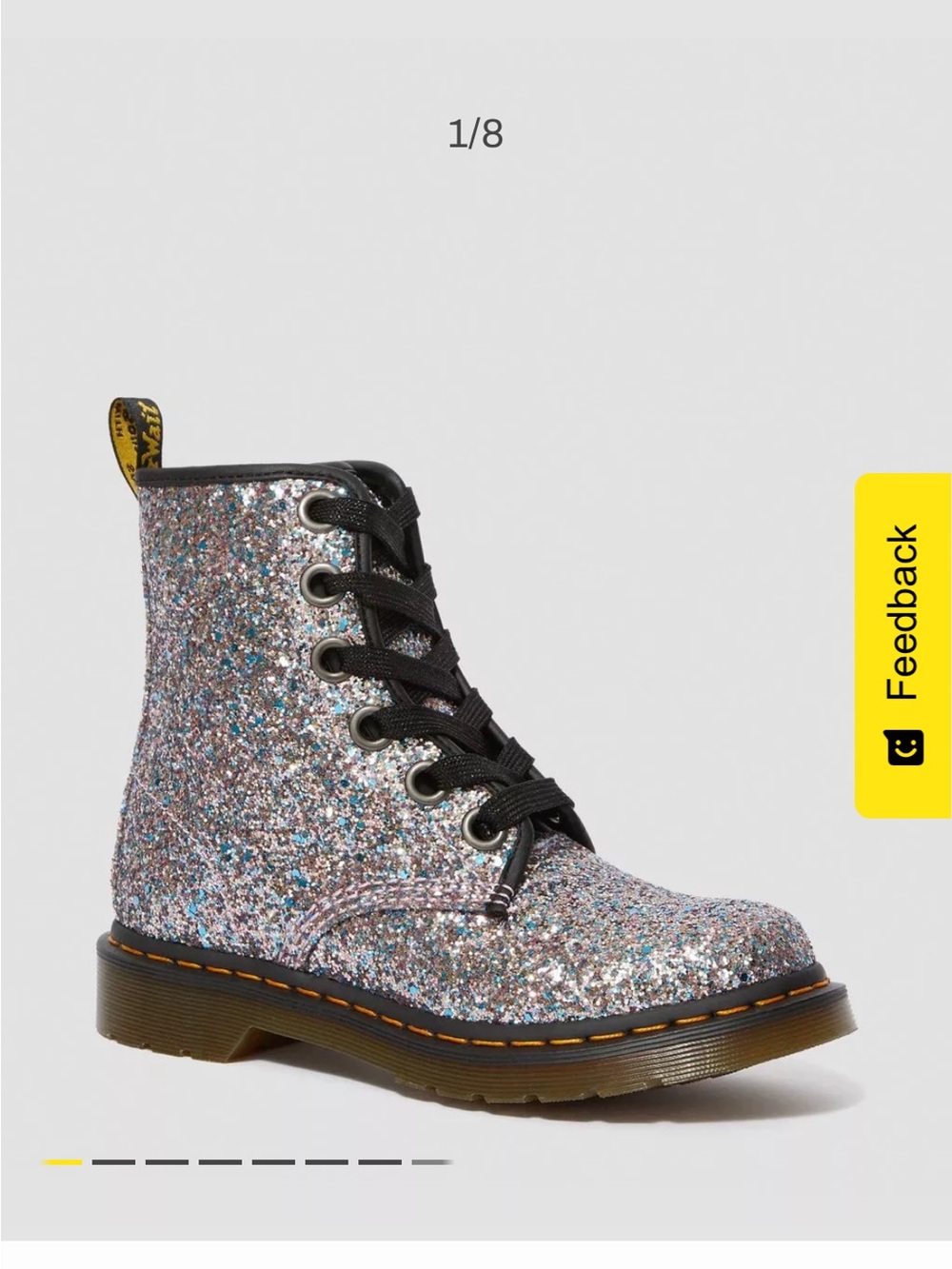 Dr. Martens 1460 Farrah Multi-Blue Glitter Lace-Up Ankle Boots - Picture 4 of 16